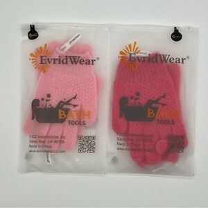 Evridwear Pink Exfoliating Bath Gloves 1 moderate 1 heavy | NWT